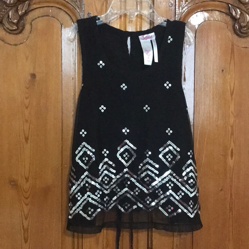 3/$20 Justice Black Top with Sequins - Tie Back